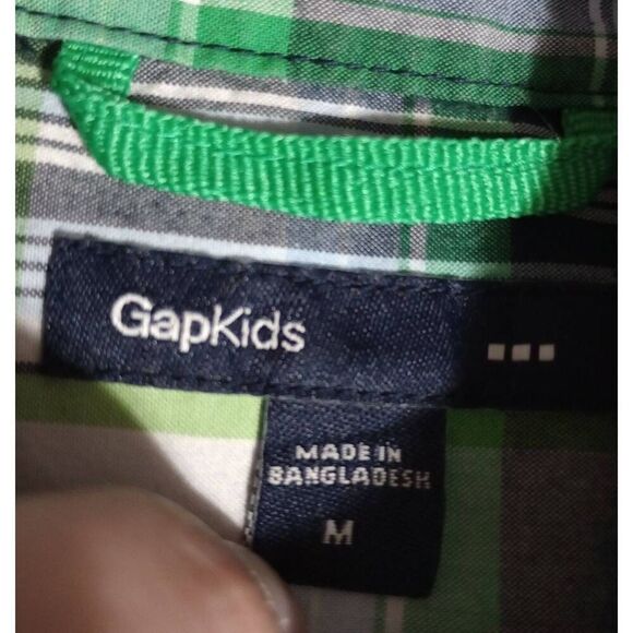 Gap Shirt‎ Boys Medium Green White Long Sleeve Button Front - Picture 5 of 7